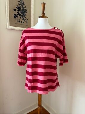 Loft Striped Pink and Red Boatneck Women's Top